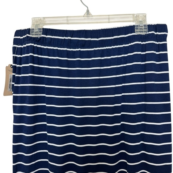 NWT St. John's Bay Blue White Stripe Knit Midi Skirt Drawstring Side Slits Sz L - Picture 5 of 11